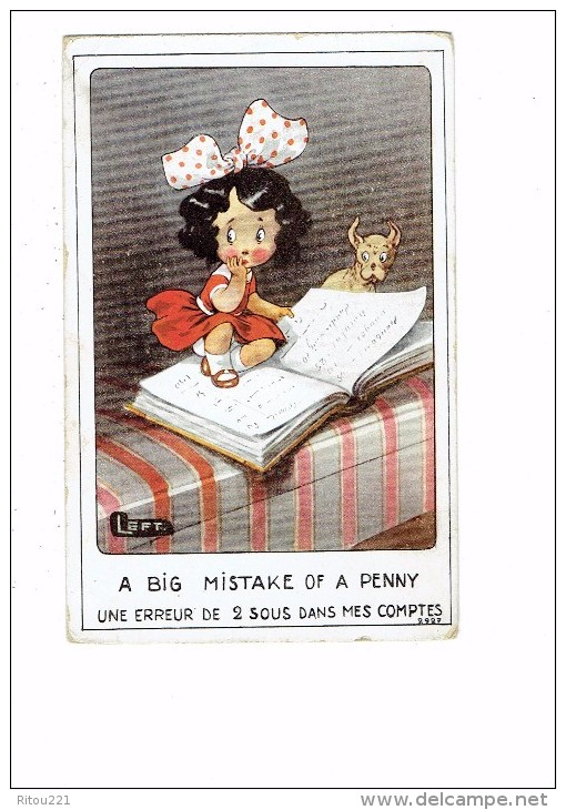 Humour - Illustrateur RIGHT - 2927 - Fillette Noeud Dans Les Cheveux - LIVRE CHIEN - A Big Mistake Of A Penny - - Right