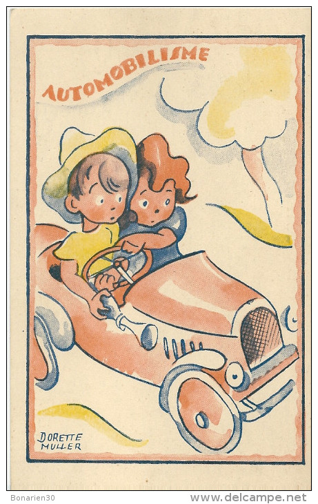 CPA AUTOMOBILISME ENFANTS ILLUSTRATEUR DORETTE MULLER - Sonstige & Ohne Zuordnung