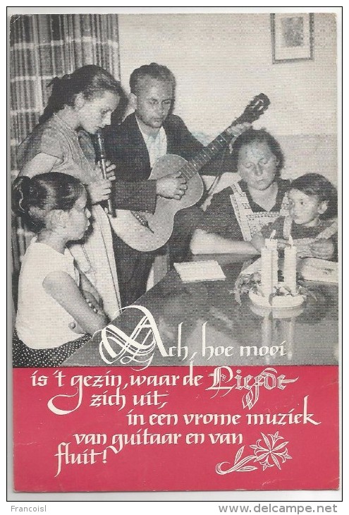 Famille Regroupée Autour D'une Couronne De Bougies. Guitare, Flûte. "Ach! Hoe Mooi Is Het Gezin ..." - Autres & Non Classés