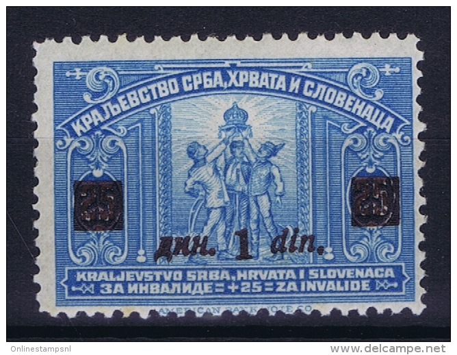 YUGOSLAVIA: Mi Nr 164 B  Aufdruck Dunkel Braun Lila  1922 MH/* Falz. - Unused Stamps