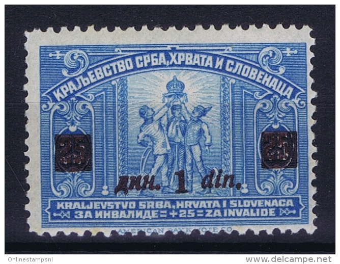 YUGOSLAVIA: Mi Nr 164 B  Aufdruck Dunkel Braun Lila  1922 MH/* Falz. - Nuovi