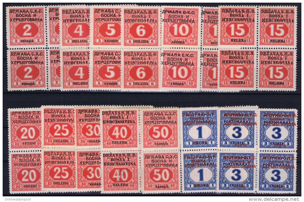 YUGOSLAVIA:  Bosnien Und Herzegowina 1918 Mi Nr 1 - 13 MNH/** Sans Charnière  Postfrisch In 4-blocks - Ungebraucht