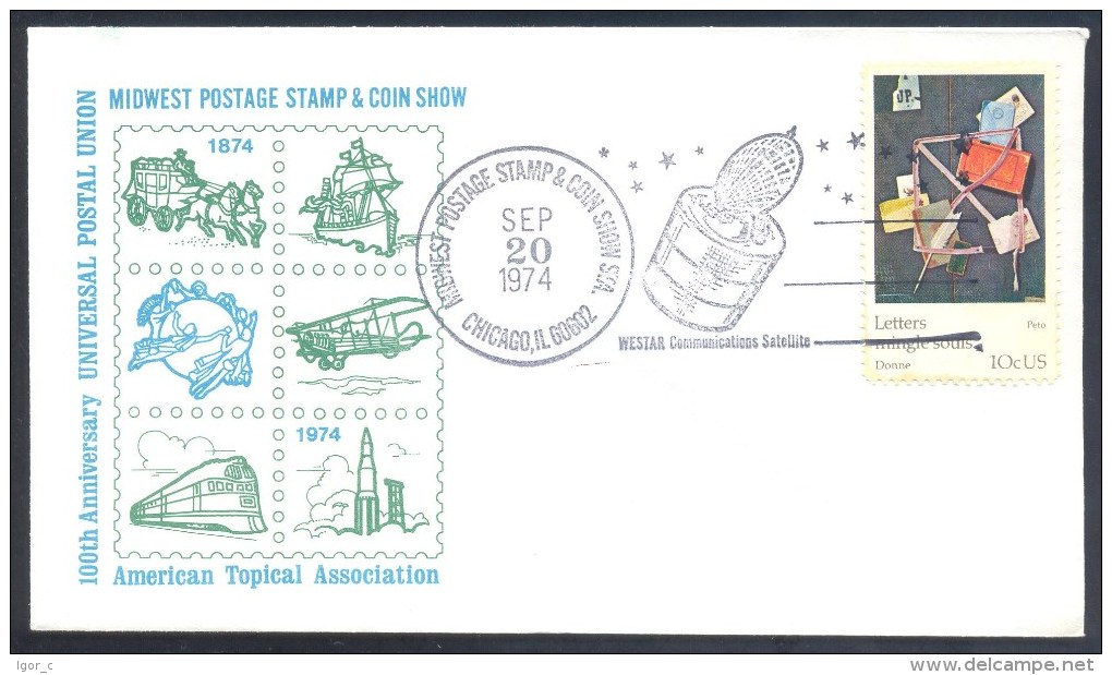 USA 1974 Air Mail Cover: Space Weltraum: Nasa Westar Communications Satellite; Universal Postal Union UPU - Etats-Unis