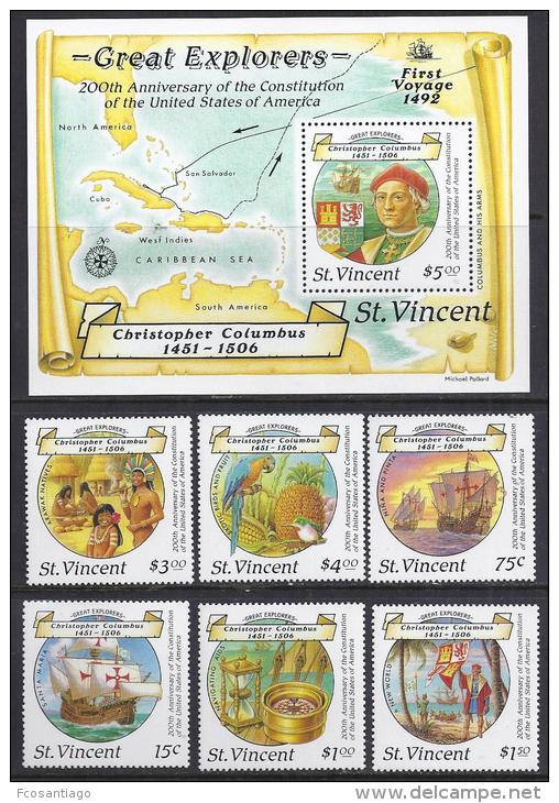 HISTORIA- SANT VICENT 1987- Yvert#H41 1036/41 **  Precio Cat&euro;16 - Independecia USA