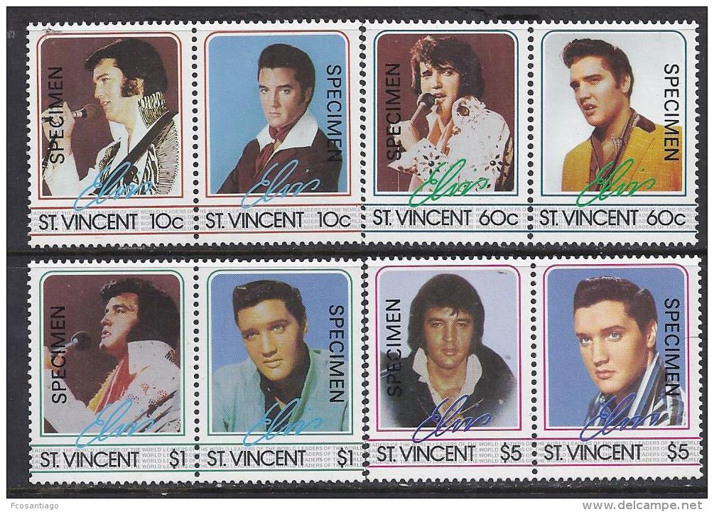 MUSICA/ELVIS PRESLEY "SPECIMEN" -SANT VICENT 1985- Yvert#870/77 **  Precio Cat&euro;10 - Música