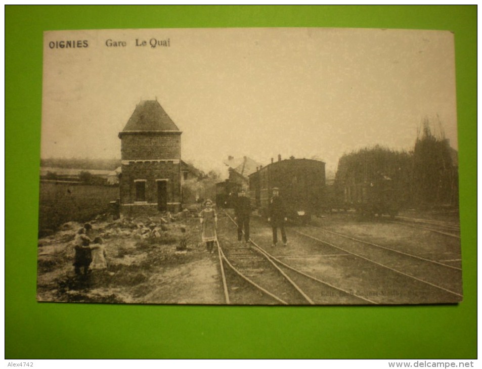 Oignies, Gare Le Quai (repro De 1985)  (i1) - Aiseau-Presles