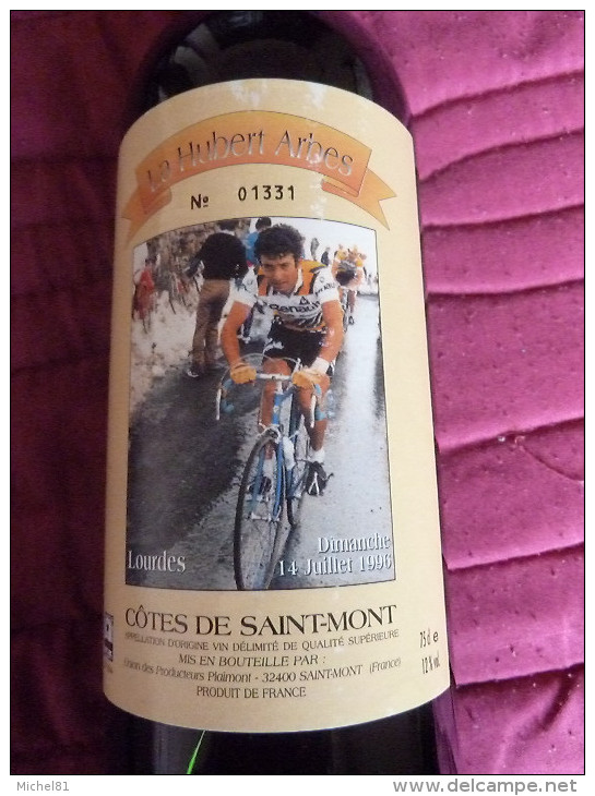 Bouteille De Vin Cuvée Spéciale Cyclosportive"La Hubert Arbes 1996" Vélo - Cyclisme - Vin