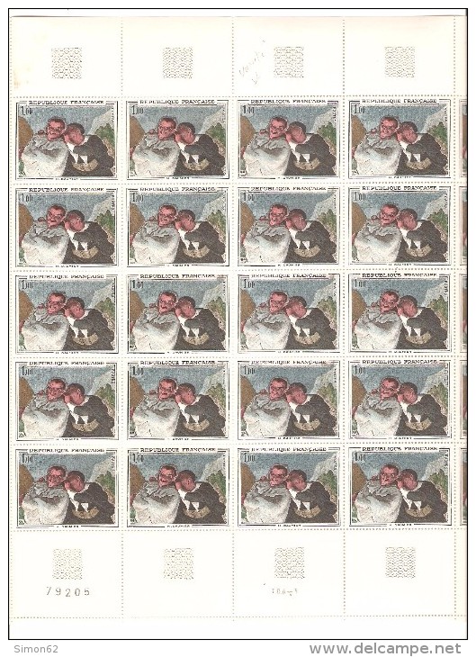 France Feuille Complete  Du N 1494 Neuf ** Mnh Avec Varietes Multiples Ex 1965 Moitie De 1966 Impression Macule Exetera - Full Sheets