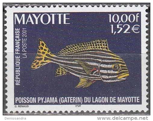 Mayotte 2001 Yvert 102 Neuf ** Cote (2015) 5.40 Euro Poisson Pyjama Gaterin - Unused Stamps