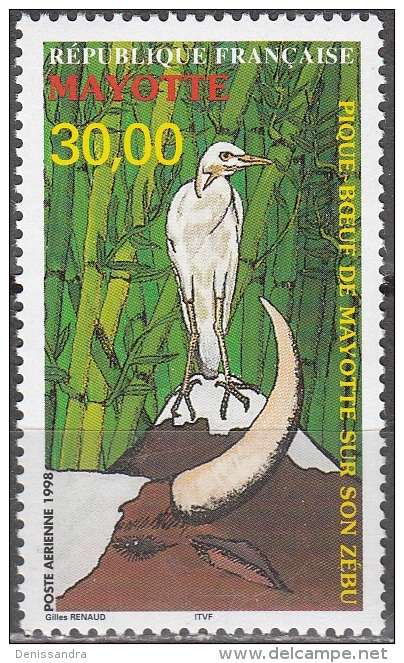 Mayotte 1998 Yvert Poste Aerienne 3 Neuf ** Cote (2015) 18.00 Euro L´oiseau Sur Un Zébu - Aéreo