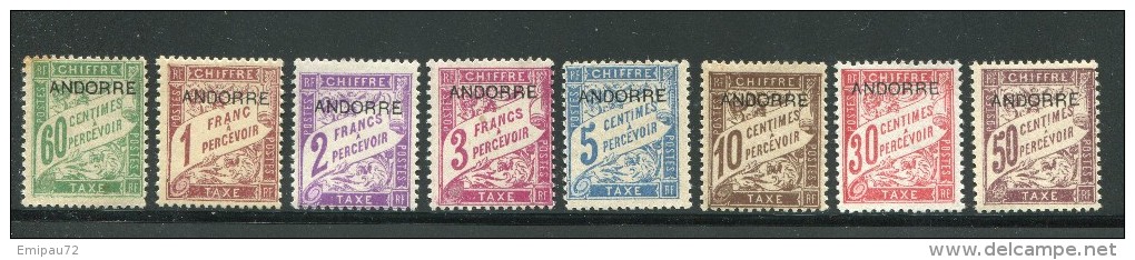 ANDORRE- Taxe Y&T N°1 à 8- Neuf Avec Trace De Charnière *- Belle Cote!!!! - Unused Stamps