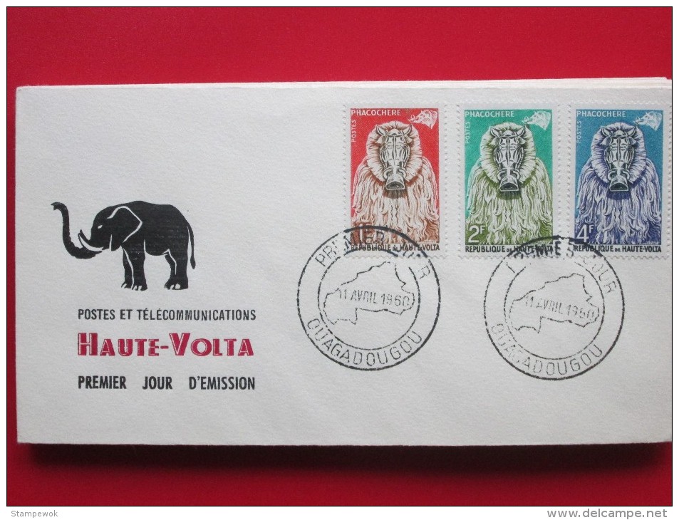 1960 Upper Volta - Tribal Masks Definitives - 3 Values (1f, 2f, 4f) On FDC - Upper Volta (1958-1984)