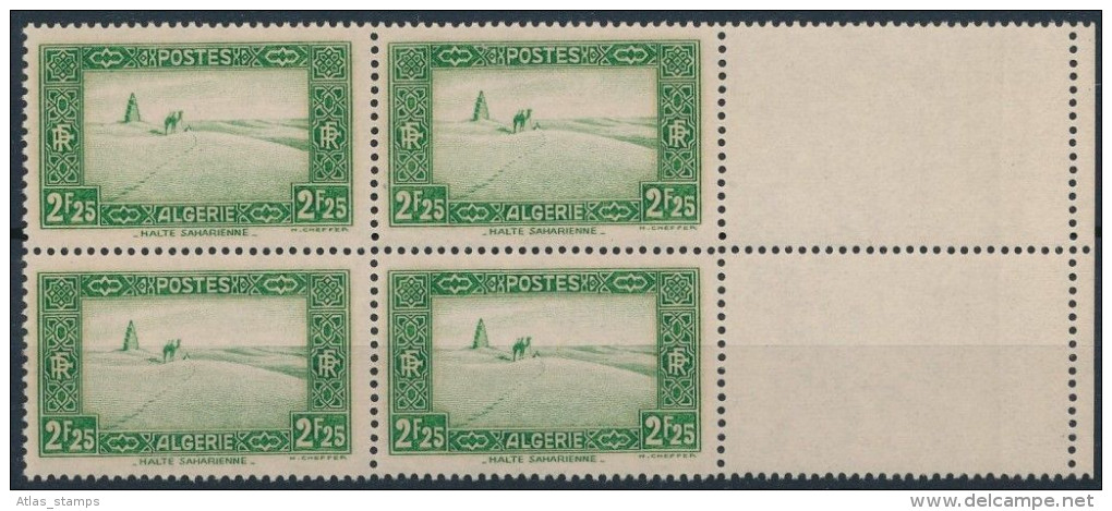 Algérie 1936 - Halte Saharienne  2.25 Fr ,Yvert# 121 - Bloc De 04 , Avec Bord De Feuile - Neuf Sans Charnieres , Luxe ** - Neufs