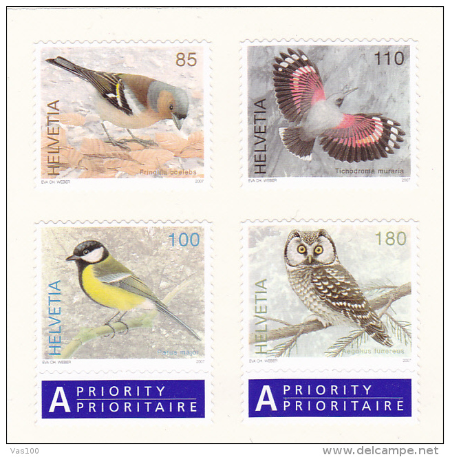 SUISSE 2007 N° 1952/1955 ** Neufs = MNH Superbes Faune Oiseaux Pinson Chouette Birds Fauna Animaux - Nuevos