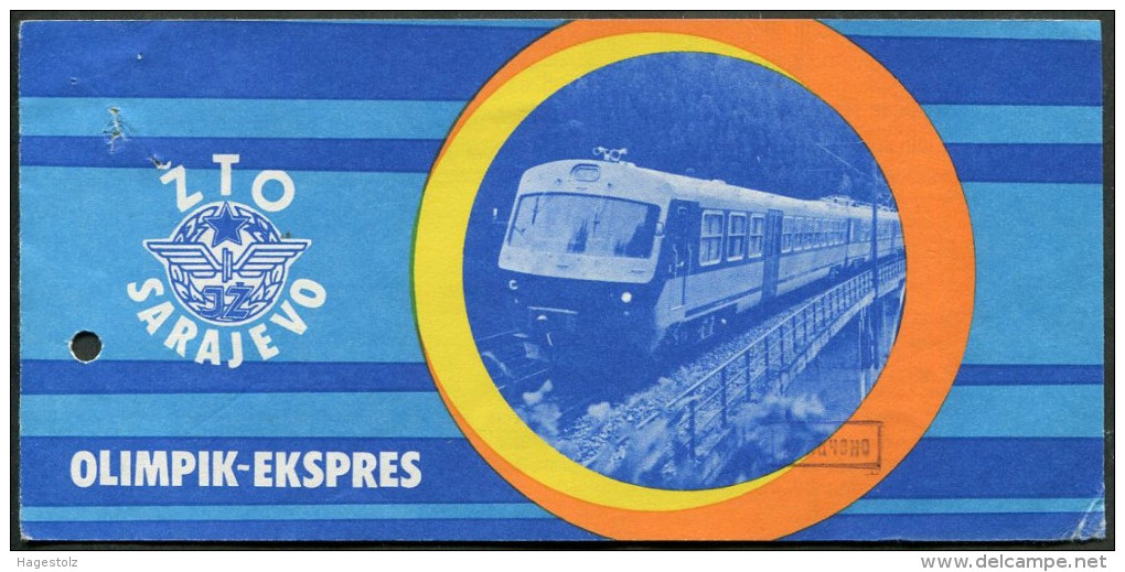 Yugoslavia Jugoslawien Yougoslavie Bosnia OLIMPIK-EKSPRES Railway Ticket Eisenbahn Fahrschein Billet De Train - Europe