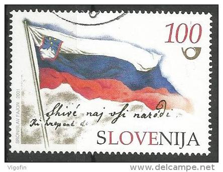 SI 2001-355 FLAG OF SLOVENIA, SLOVENIA, 1 X 1v, Used - Briefmarken
