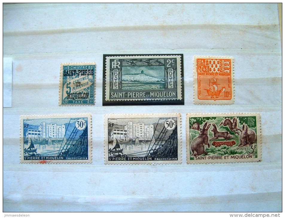 St. Pierre & Miquelon 1925 - 1964 Due Stamp Lighthouse Ship Harbor Rabbits - Used Stamps