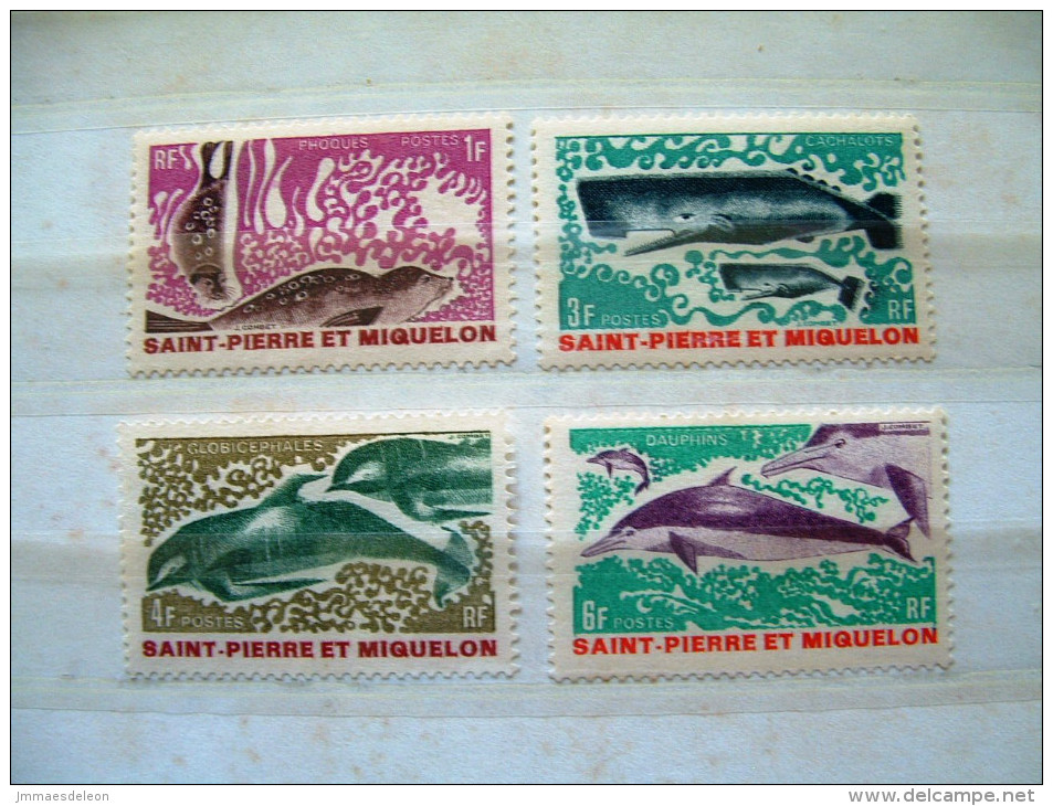 St. Pierre & Miquelon 1969 Marine Mammals Whale Dolphin # 389/92 Mint (no Gum) = 16 $ - Storia Postale