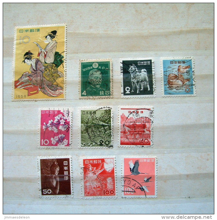 Japan 1937 - 1962 Women Dog Ducks Flowers Houses Buddha Ship Cranes - Gebraucht