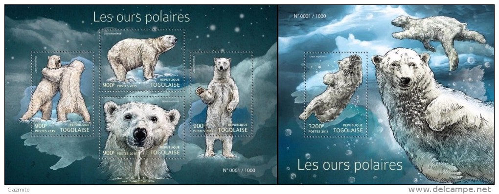 Togo 2015, Polar Bears, 4val In BF +BF - Fauna ártica