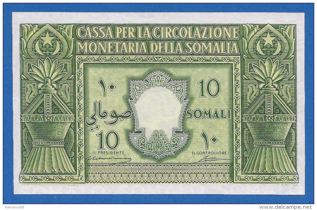 Italian Somaliland / Somalia 10 Somali 1950 Rare P13a AU- - Somalia