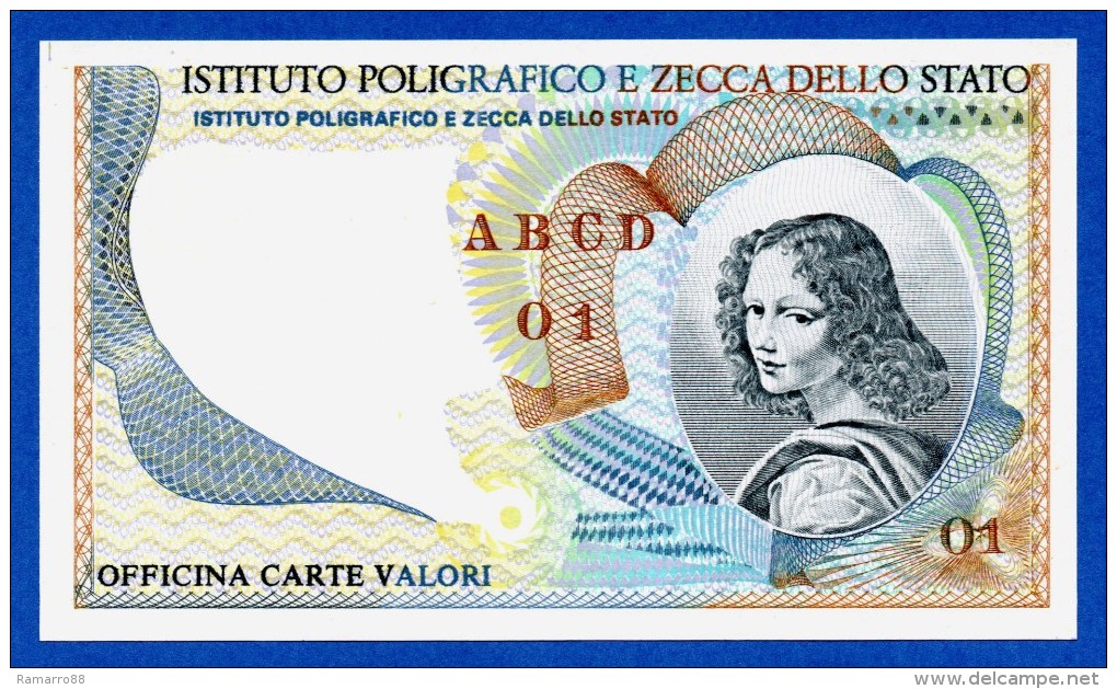 Italy I.P.Z.S. "Volto Femminile" Specimen Test Note Istituto Poligrafico E Zecca Di Stato UNC - Fictifs & Spécimens