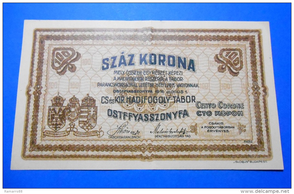 Hungary R5 Ostffyasszonyfa WWI POW Camp 100 Corone / Korona / Kronen 1916 XF~AU - Ungheria