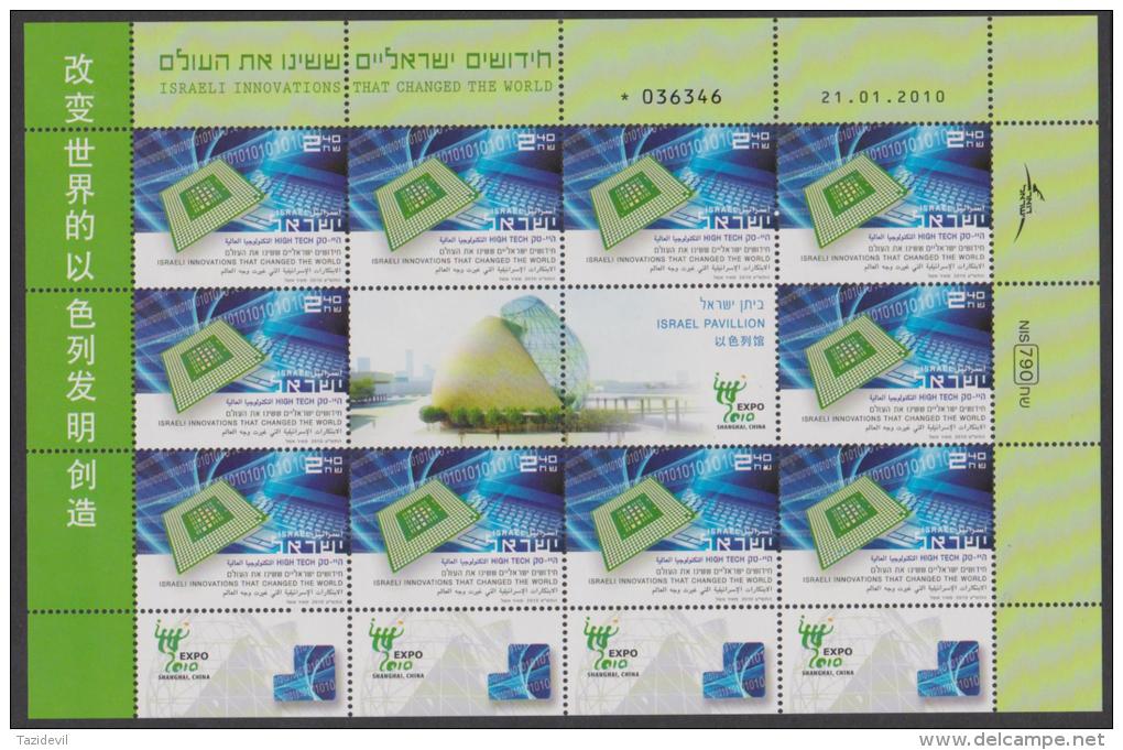 ISRAEL - 2010   Innovations Complete Sheetlets Of Ten. Scott 1813-15. MNH ** - Neufs (avec Tabs)