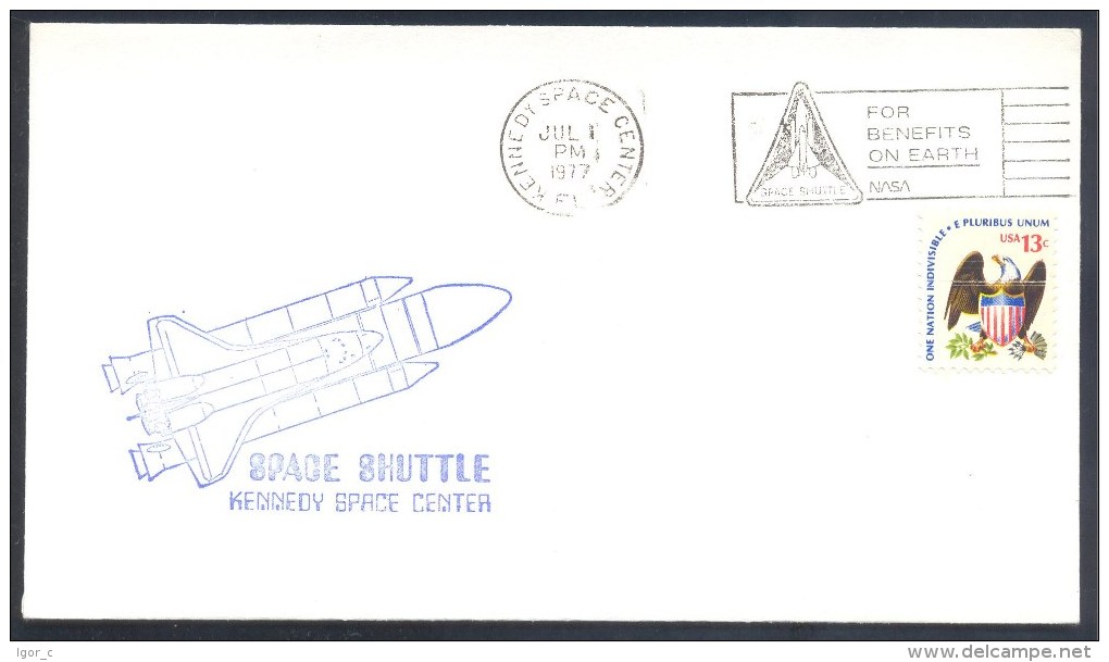 USA 1977 Cover: Space Weltraum: For Benefits On Earth Space Shuttle Kennedy Space Center Cancelllation - Etats-Unis