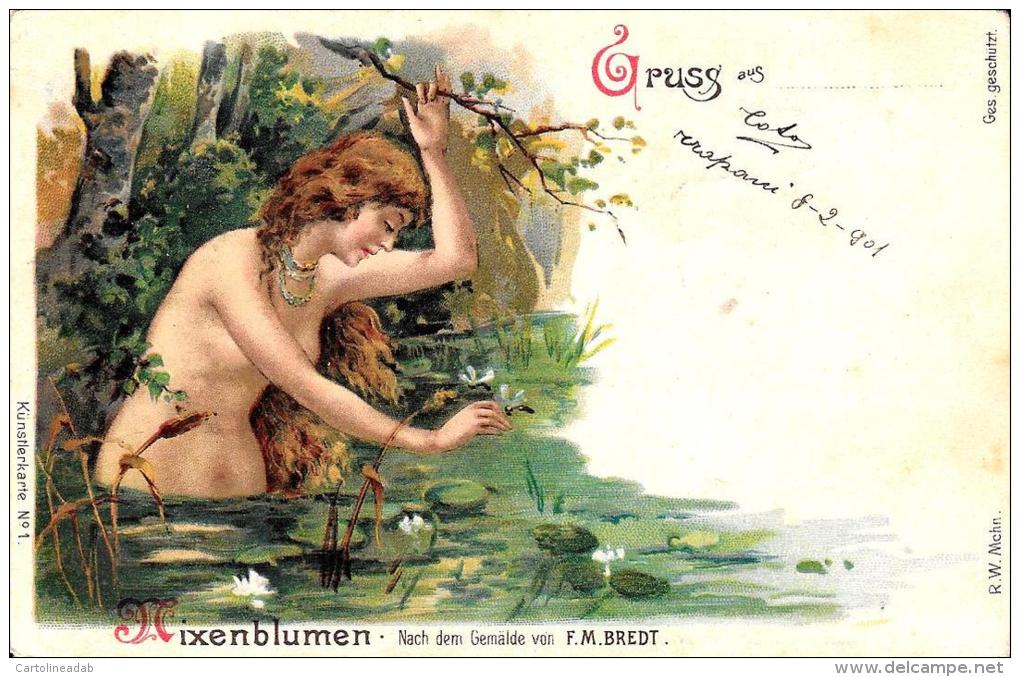 [DC4498] CARTOLINA ILLUSTRATA - GRUSS AUS - MIXEMBLUMEN - NACH DEM GEMALDE VON F. M. BREDT Viaggiata - Old Postcard - Saluti Da.../ Gruss Aus...