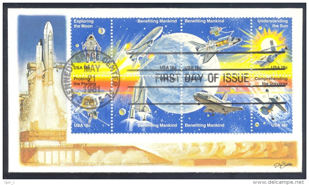 USA 1981 Cover: Space Weltraum Nasa :  Space Shuttle  Launch; Telescope; Moon; Sun Satellite - Etats-Unis