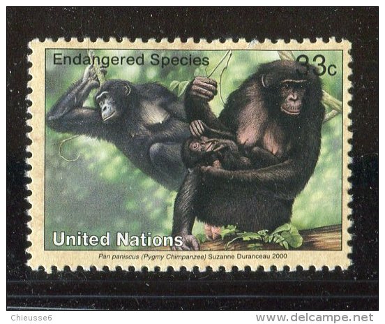 (cl. 4 - P.45)  Nations Unies - New York ** N° 818 (ref. Michel Au Dos)  - Singe : Chimpanzés - Ungebraucht