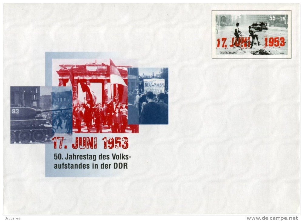 Entier Postal De 2003 Sur Enveloppe Illustrée "17 Juin 1953" - Briefomslagen - Ongebruikt