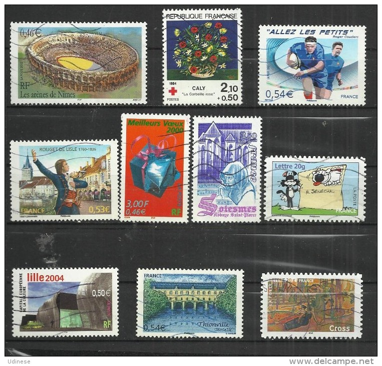 TEN AT A TIME - FRANCE - LOT OF 10 DIFFERENT 1 - USED OBLITERE GESTEMPELT USADO - Collections