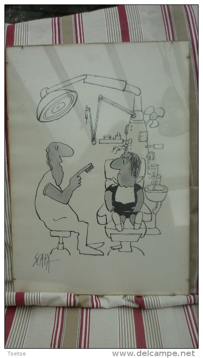 Caricature Du Dessinateur Suisse Ted Scapa Montrant La Visite Chez Le Dentiste  - 1 - Affiches