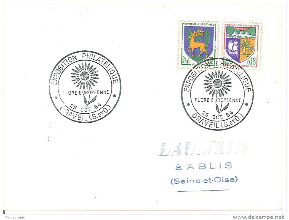 Carte France - Exposition Philatélique - Flore Européenne - Draveil - 1964 - Cartes Philatéliques