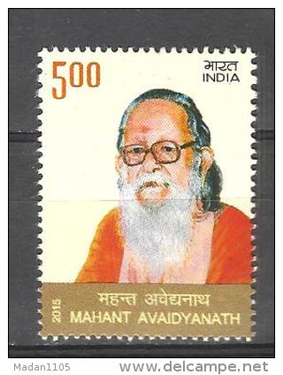 INDIA, 2015,  Mahant Avaidyanath, Hindu Philosopher, Hinduism,   MNH, (**) - Hinduism