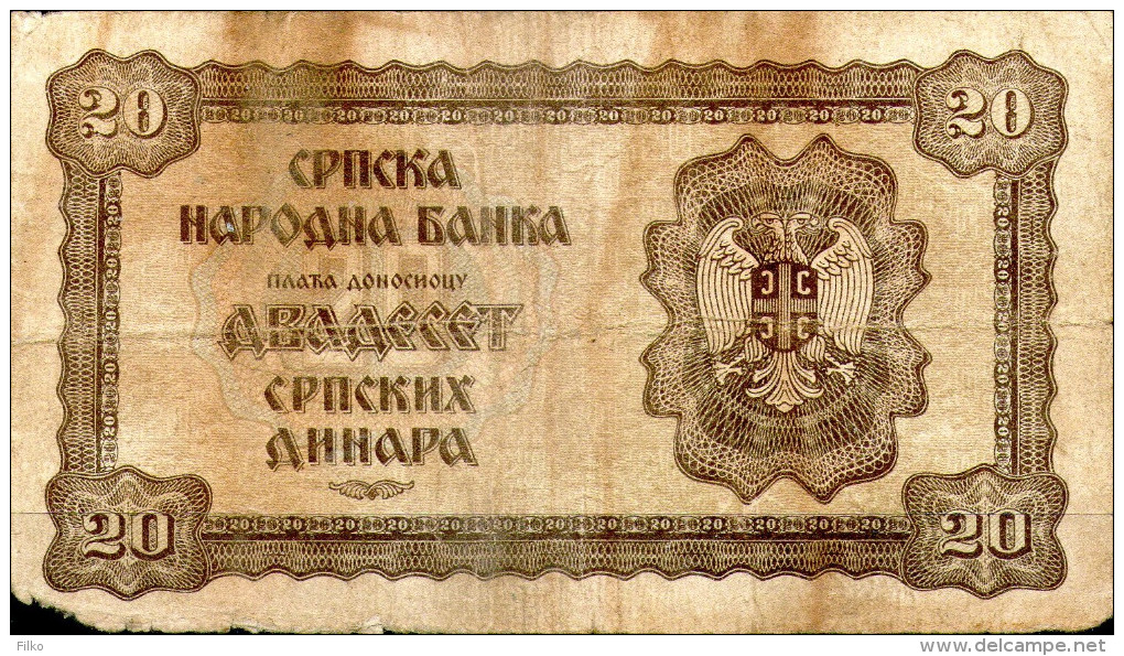 Serbia,20 Din.1941, P.25,see Scan - Serbie