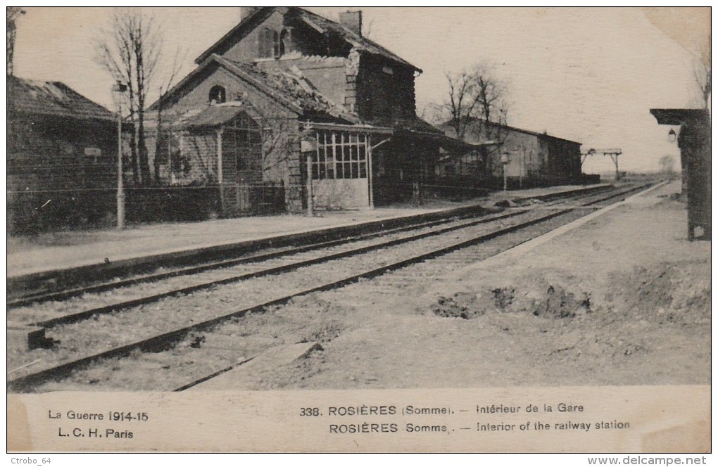 CPA ROSIERES 80 - Guerre - Intérieur De La Gare - Rosieres En Santerre