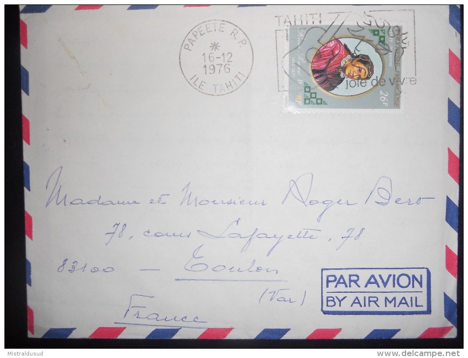 Polynesie Française Lettre De Papeete 1976 Pour Toulon - Briefe U. Dokumente