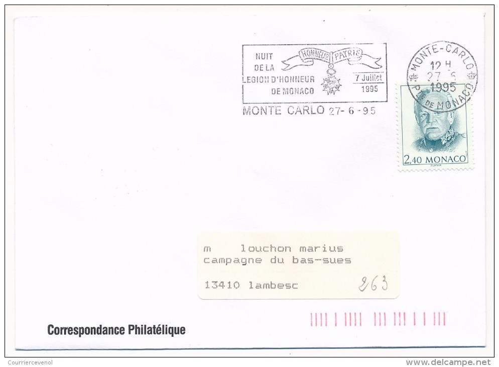 MONACO - OMEC S/Enveloppe - Nuit De La Légion D'honneur De Monaco - Monte Carlo 1995 - Storia Postale