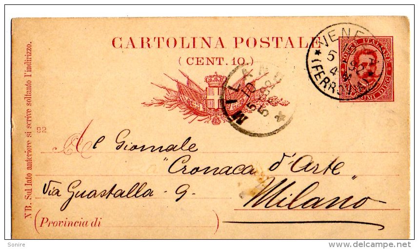 INTERO POSTALE CENT 10 - VG 10-05-1892 - C130 - Entero Postal