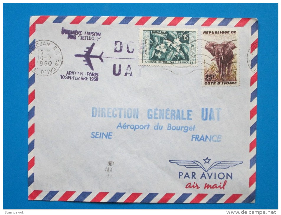 1960 Ivory Coast - First Flight By DC8, Abidjan To Paris (10th Sept.)(Aviation) - Ivory Coast (1960-...)