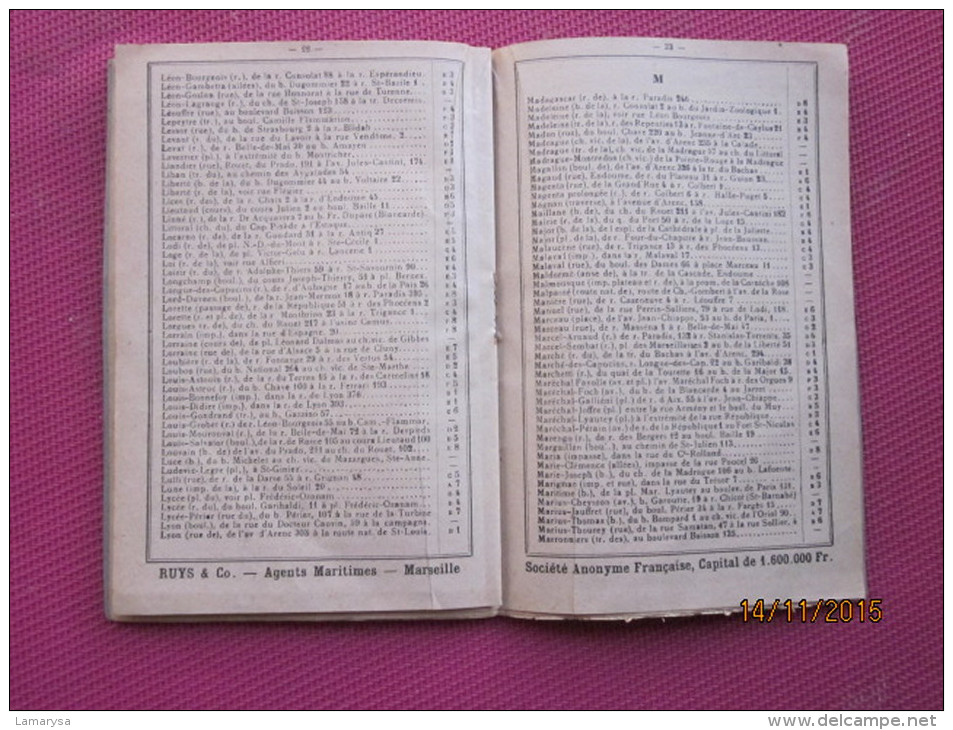1941 LIVRET MARSEILLAIS CARTE DU RESEAU DES TRAMWAYS RUES PLAN DE MARSEILLE  JULES VIN TARIF VOITURE AUTOMOBILE DE PLACE
