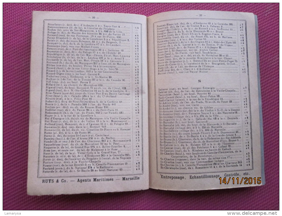 1941 LIVRET MARSEILLAIS CARTE DU RESEAU DES TRAMWAYS RUES PLAN DE MARSEILLE  JULES VIN TARIF VOITURE AUTOMOBILE DE PLACE