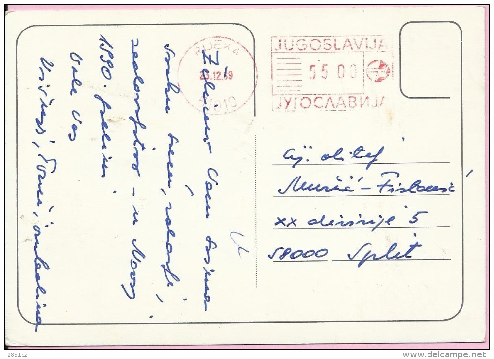 Red Postmark Rijeka, 23.12.1989., Yugoslavia, Postcard - Other & Unclassified