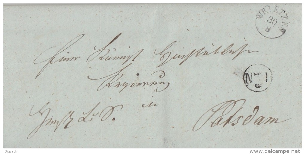 Brief K1 Wrietzen 30.8.1838 Mit Inhalt Gel. Nach Potsdam - Vorphilatelie