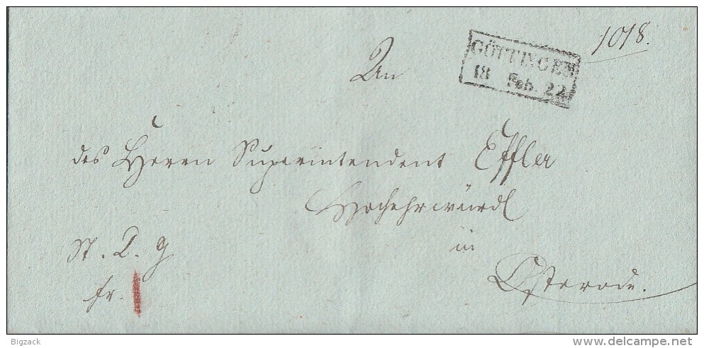 Brief Zackenrechteckstempel Göttingen 18.2.1822 Ansehen !!!!!!!!!!!!! - Vorphilatelie