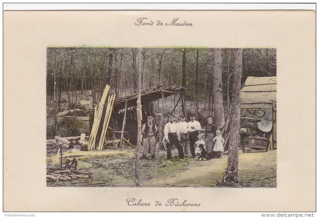 CPA Animée (92) MEUDON La Forêt Cabane De Bûcherons Métier - Meudon