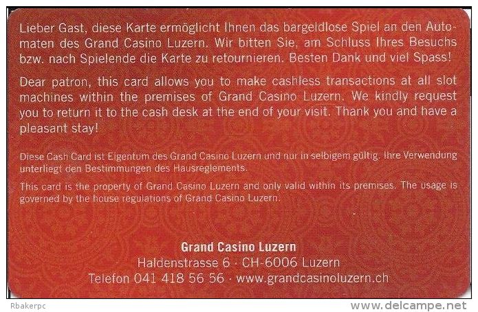 Grand Casino Luzern Cash Card With Smart Chip - Cartes De Casino